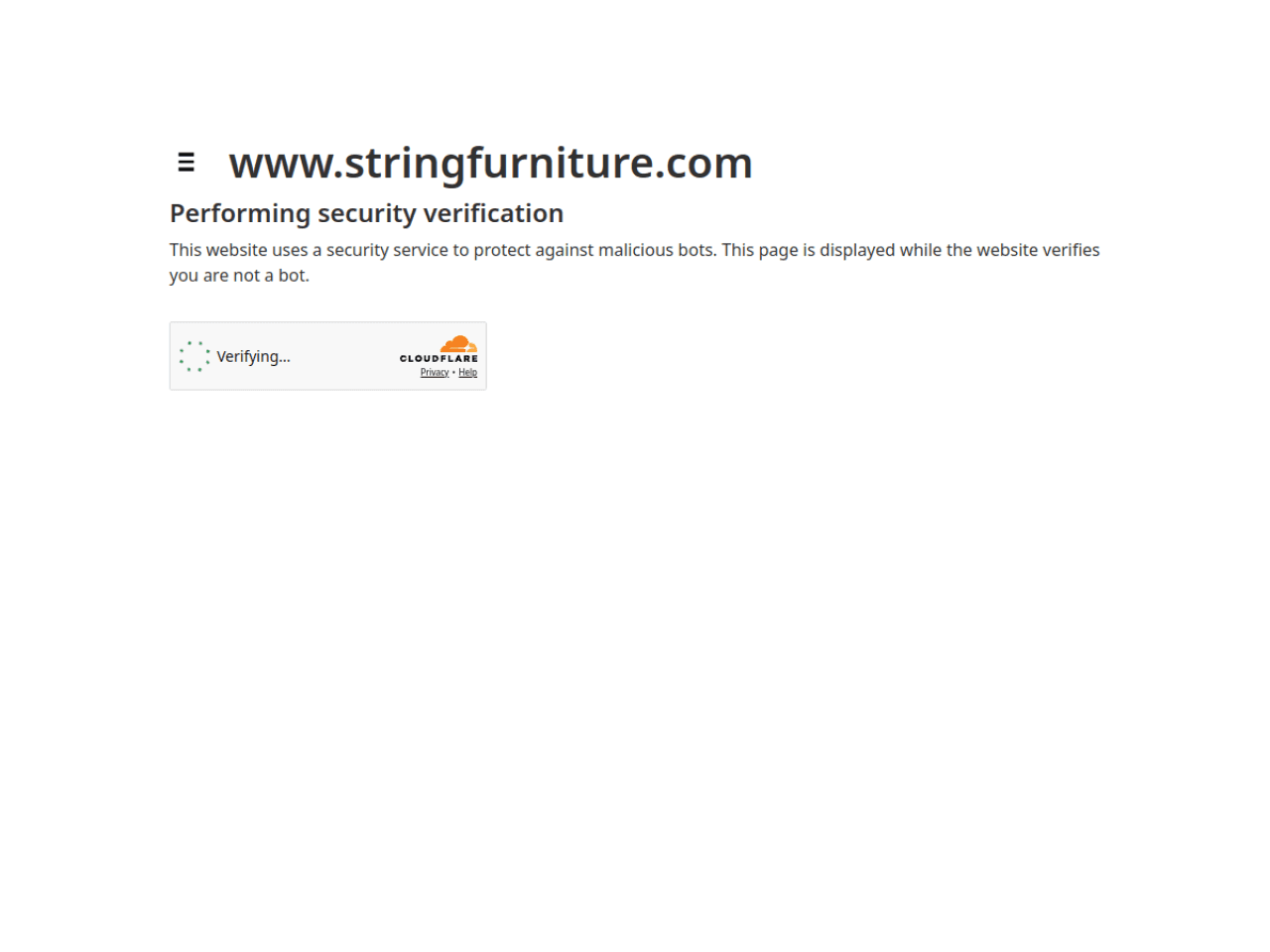 String Furniture 웹사이트 데스크톱 화면 스크린샷 — 미니멀, 기업형 스타일