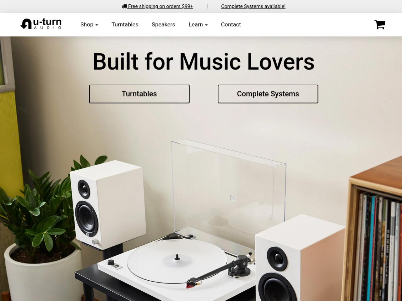 U-Turn Audio 웹사이트 데스크톱 화면 스크린샷 — 컬러풀, 타이포그래피 스타일
