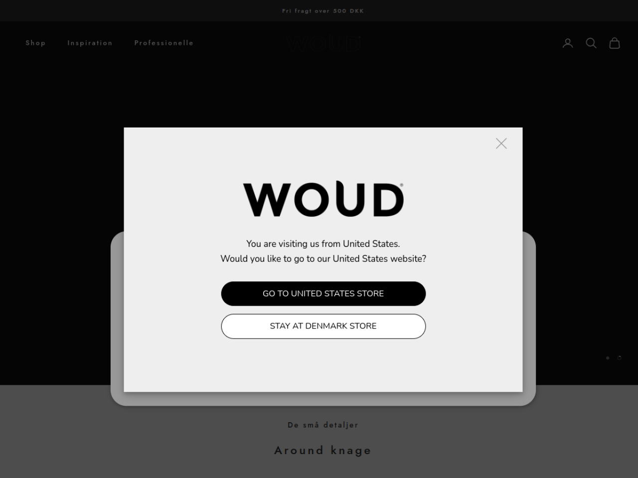 Woud Design 웹사이트 데스크톱 화면 스크린샷 — 미니멀, 다크 모드 스타일