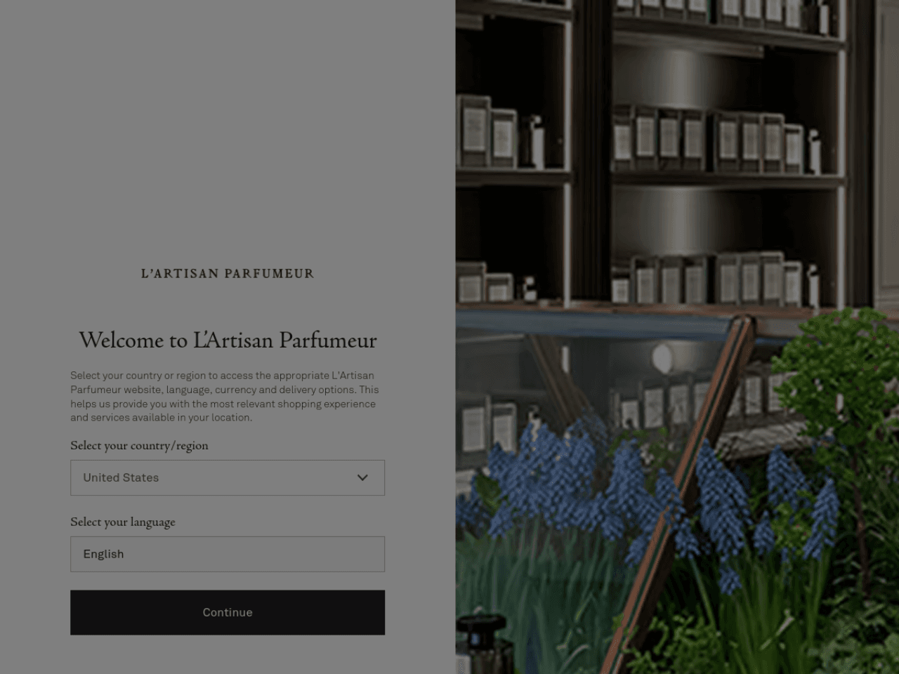 L'Artisan Parfumeur 웹사이트 데스크톱 화면 스크린샷 — 에디토리얼, 타이포그래피 스타일
