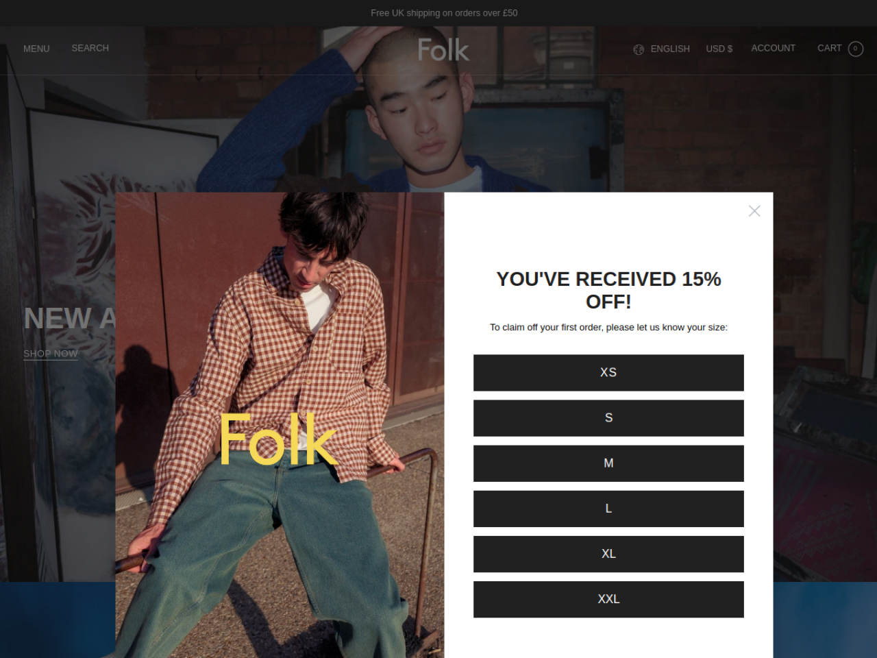 Folk Clothing 웹사이트 데스크톱 화면 스크린샷 — 미니멀, 다크 모드 스타일