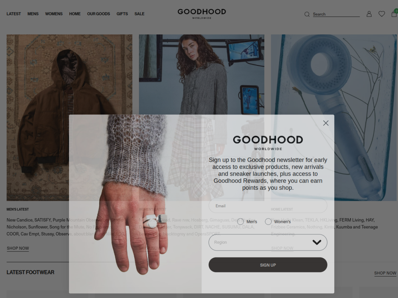 Goodhood 웹사이트 데스크톱 화면 스크린샷 — 미니멀 스타일