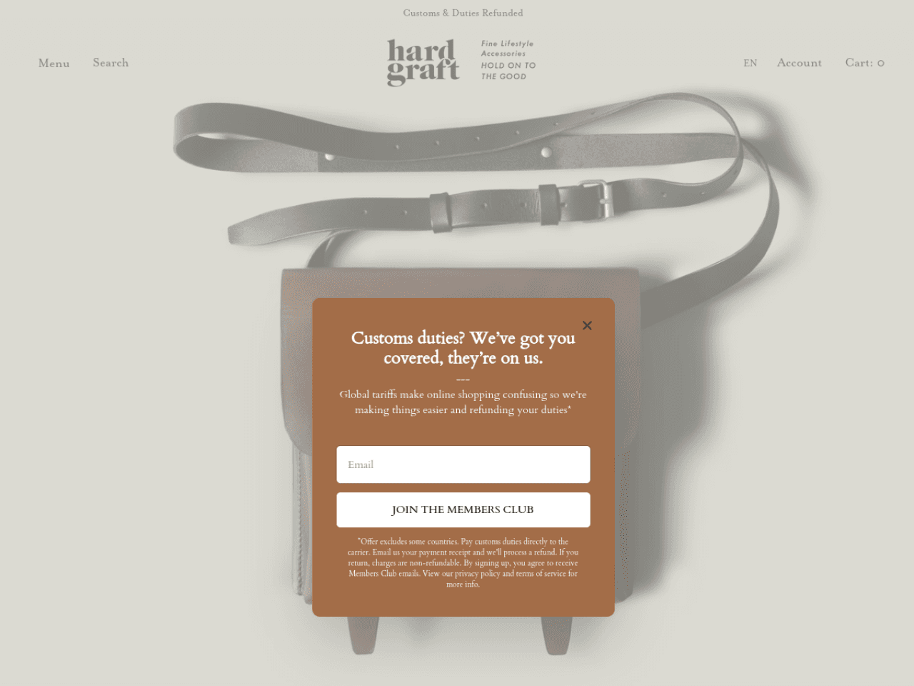 Hardgraft Luxury Goods 웹사이트 데스크톱 화면 스크린샷 — 에디토리얼, 컬러풀 스타일