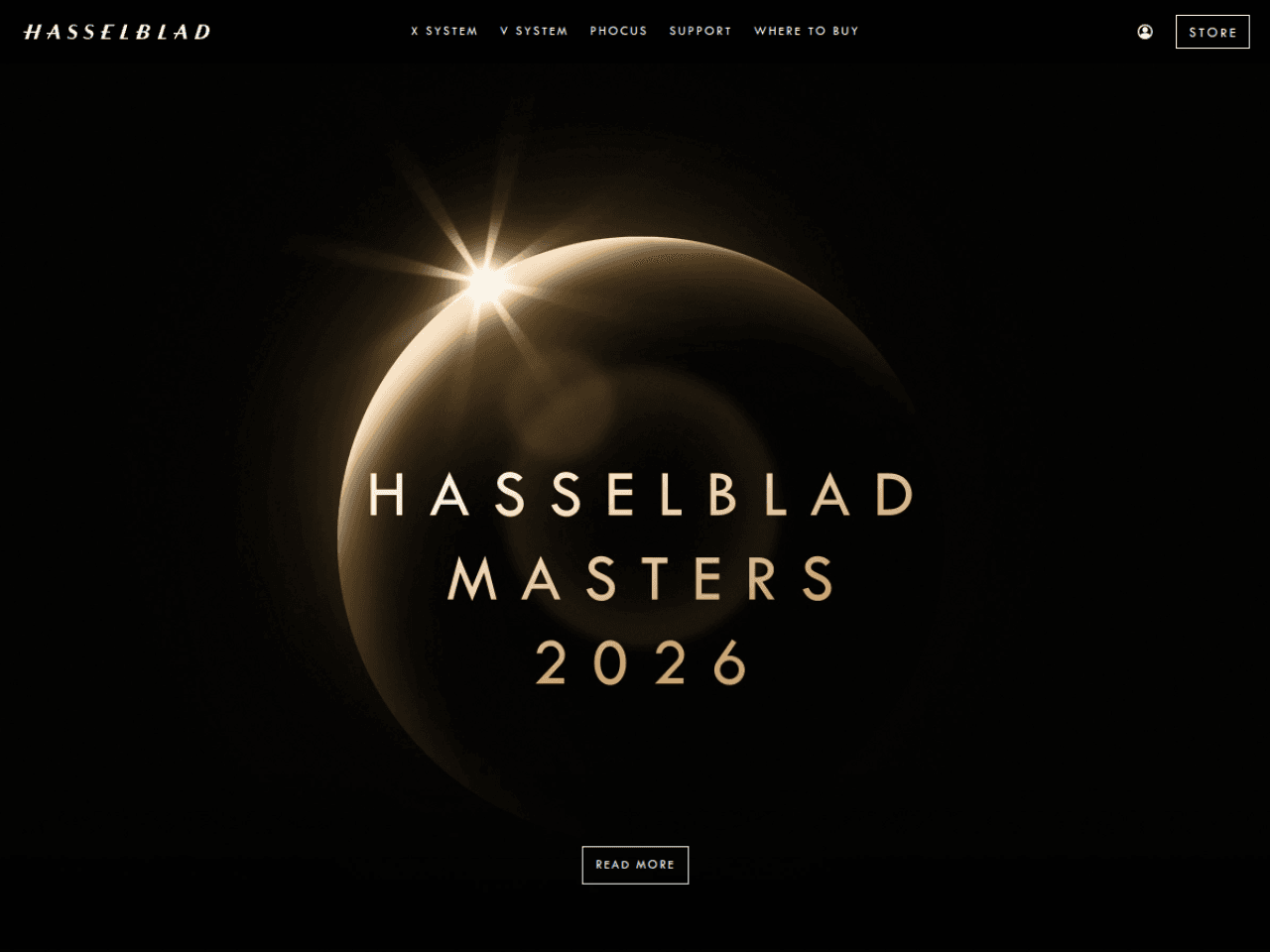 Hasselblad 웹사이트 데스크톱 화면 스크린샷 — 미니멀, 3D 스타일