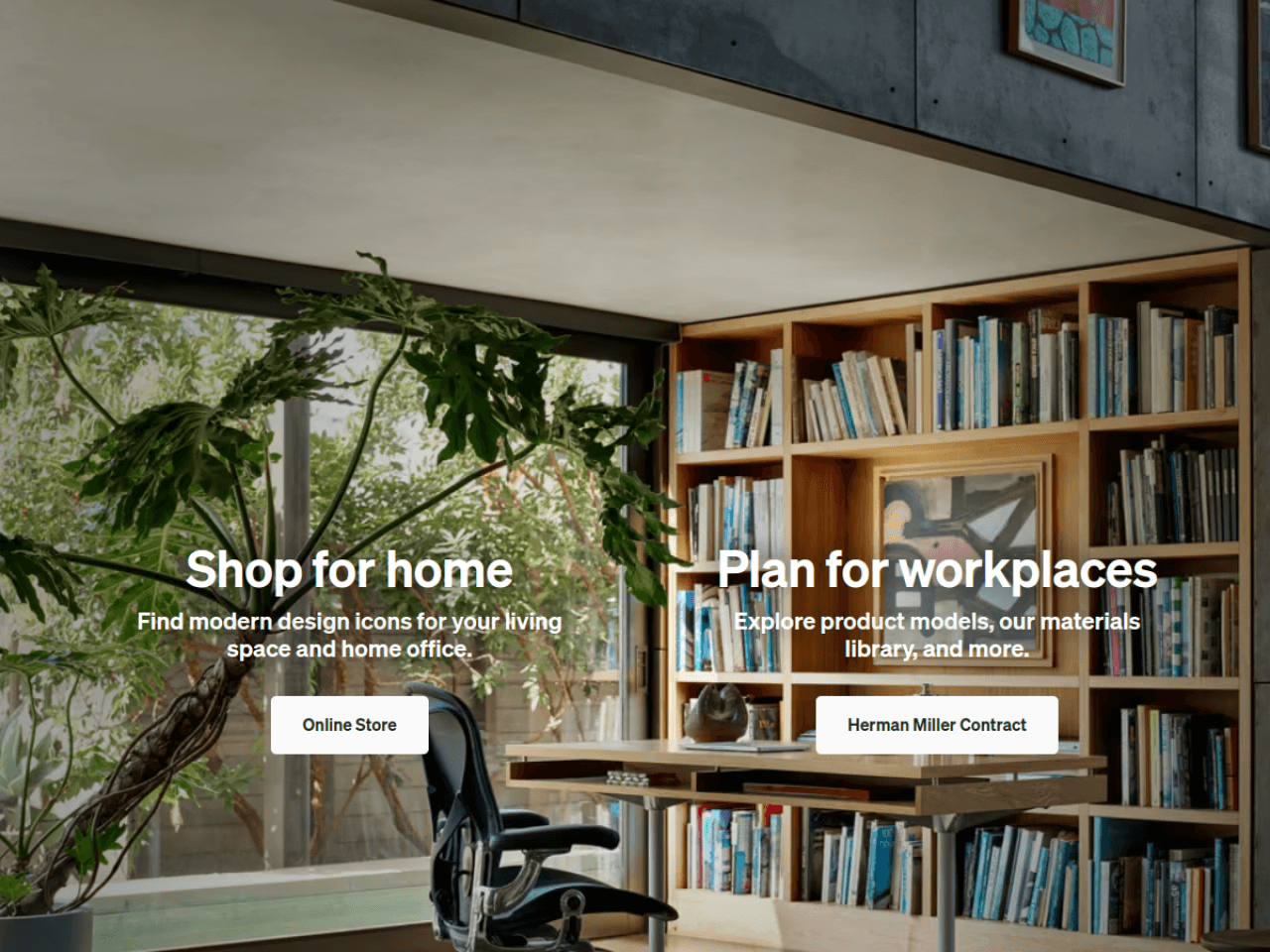 Herman Miller 웹사이트 데스크톱 화면 스크린샷 — 미니멀 스타일