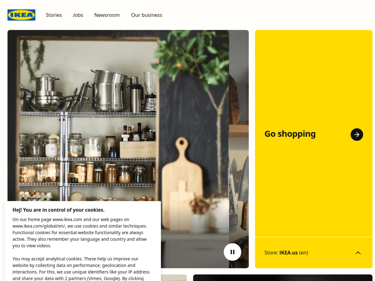IKEA 웹사이트 데스크톱 화면 스크린샷 — 컬러풀, 에디토리얼 스타일