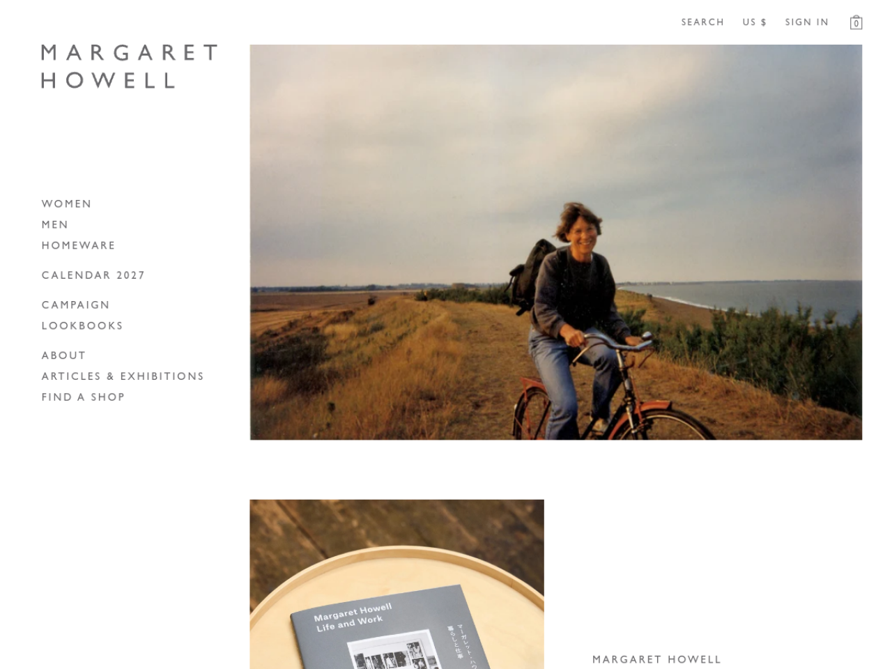 Margaret Howell 웹사이트 데스크톱 화면 스크린샷 — 미니멀, 레트로 스타일