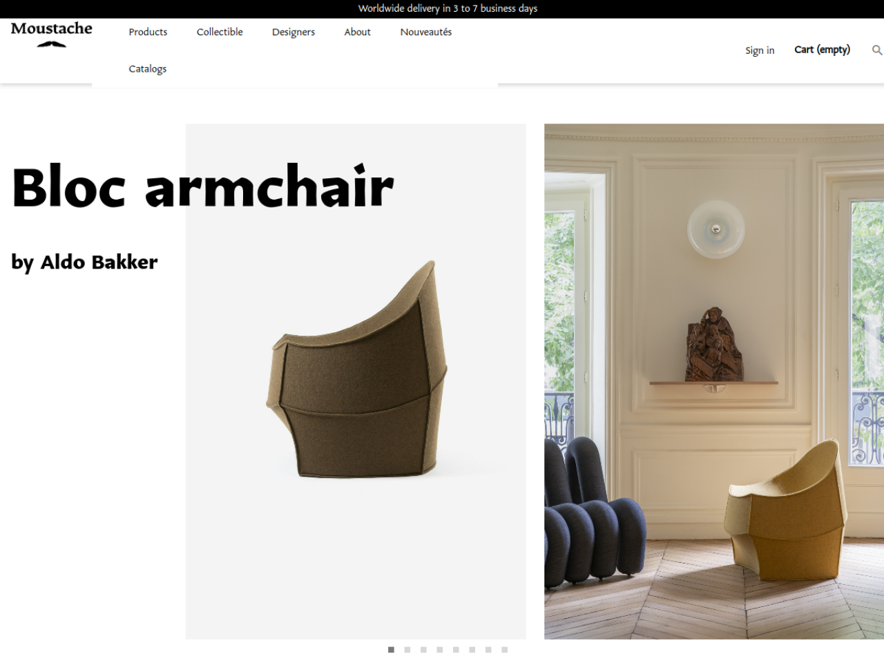Moustache Paris 웹사이트 데스크톱 화면 스크린샷 — 플레이풀, 레트로 스타일