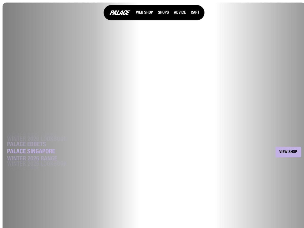 Palace 웹사이트 데스크톱 화면 스크린샷 — 플레이풀, 미니멀 스타일