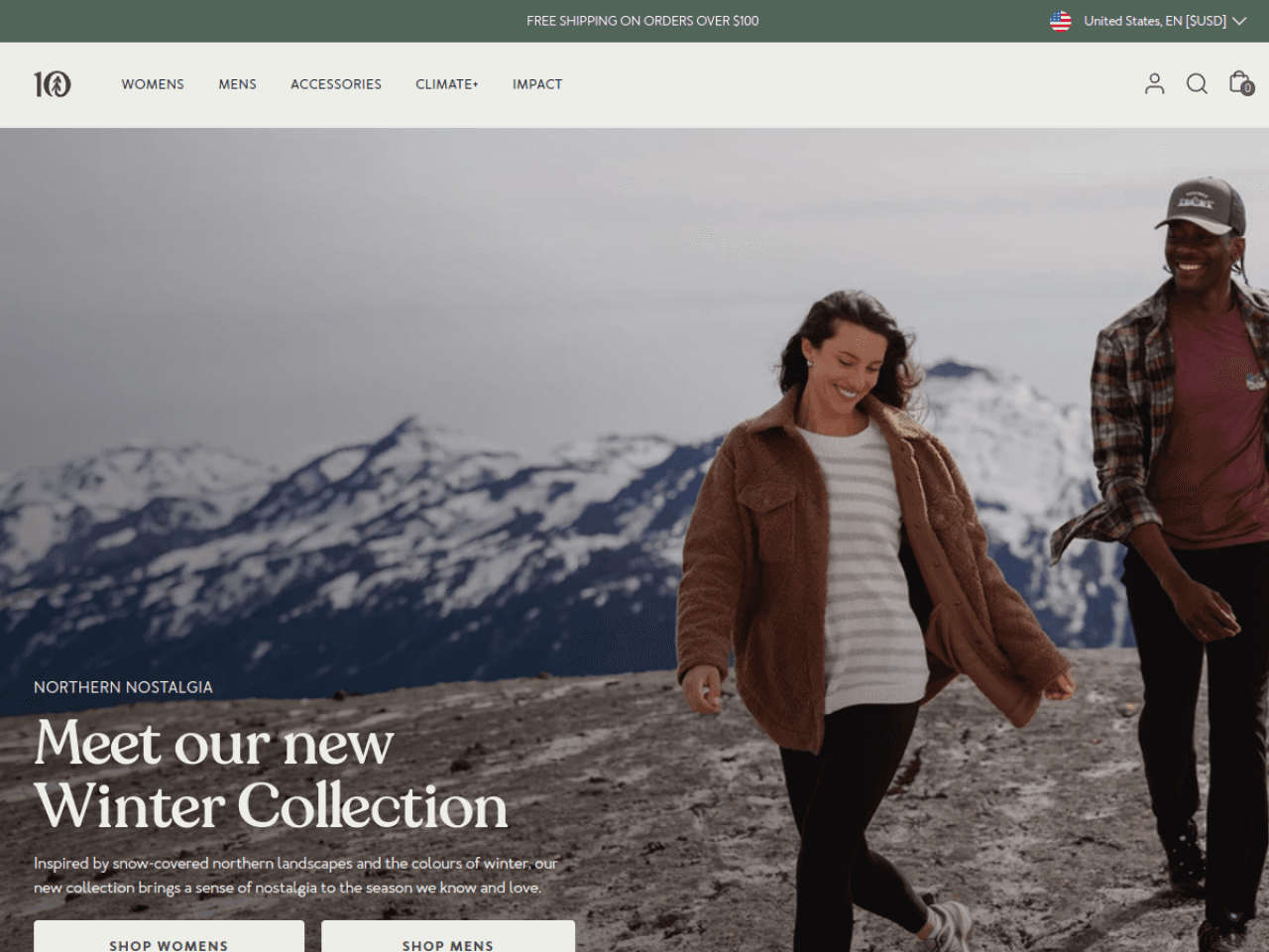 tentree 웹사이트 데스크톱 화면 스크린샷 — 미니멀 스타일