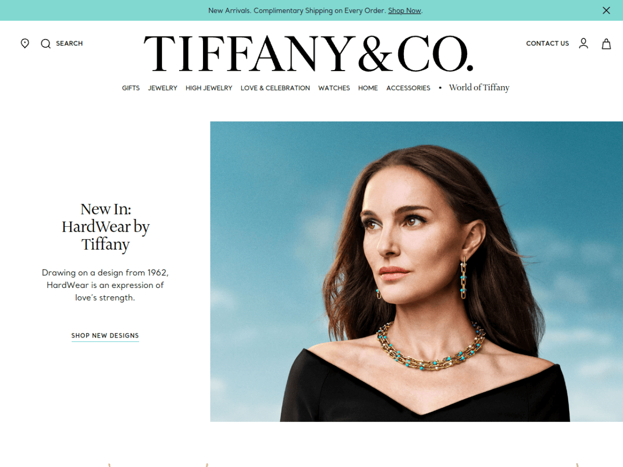 Tiffany & Co. 웹사이트 데스크톱 화면 스크린샷 — 에디토리얼, 미니멀 스타일