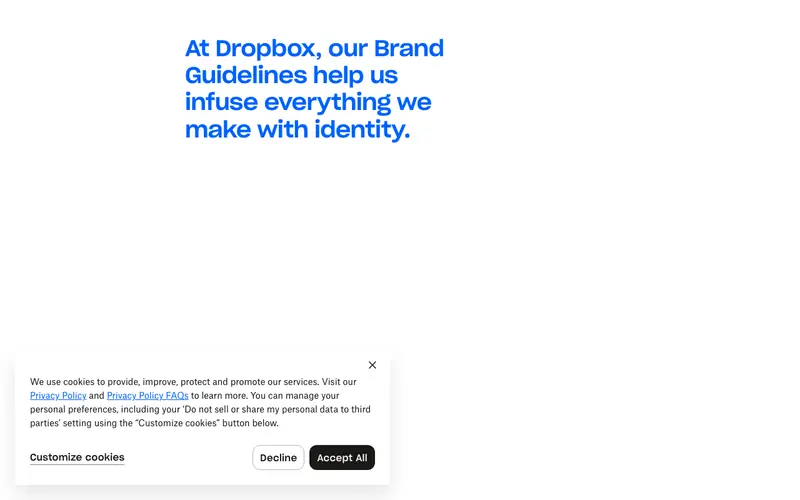 Dropbox Brand Guidelines 데스크톱 화면