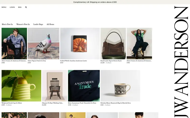 JW Anderson 데스크톱 화면