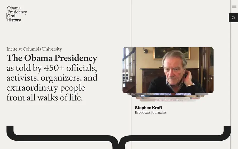 Obama Presidency Oral History 데스크톱 화면