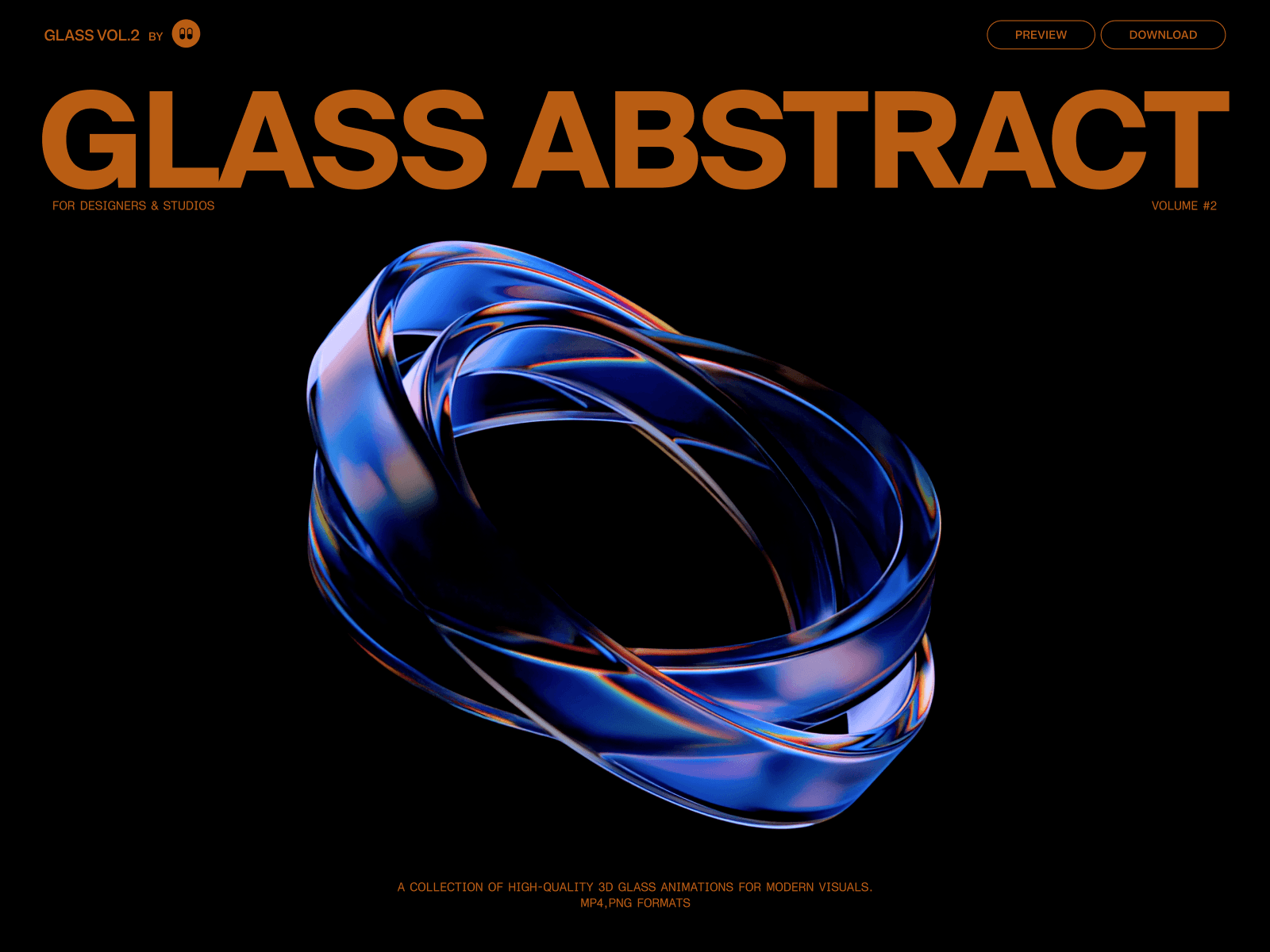 Glass abstract animated shapes 웹사이트 데스크톱 화면 스크린샷 — 3D 스타일