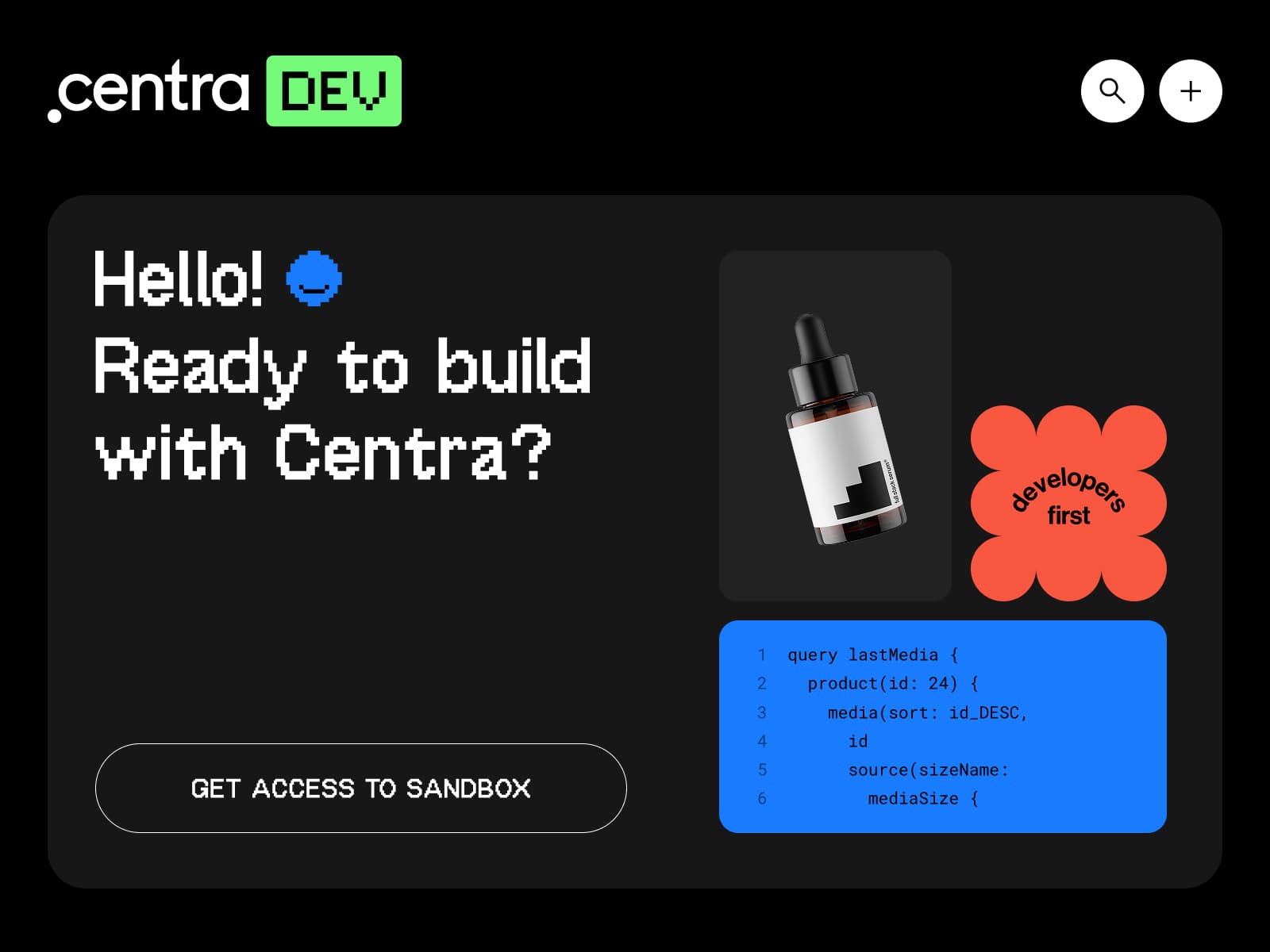 centra.dev 웹사이트 데스크톱 화면 스크린샷 — 실험적인 스타일