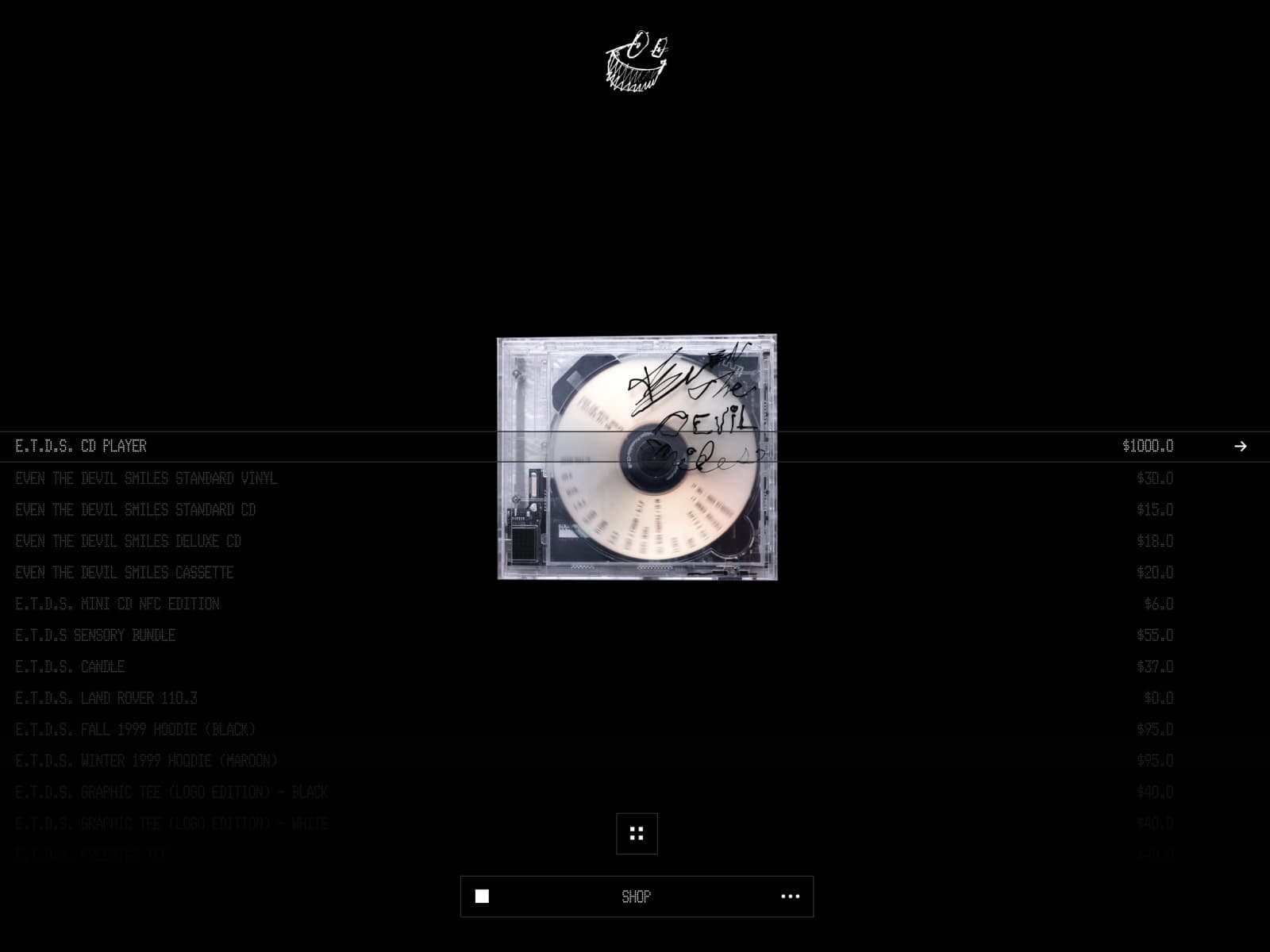 EVEN THE DEVIL SMILES 웹사이트 데스크톱 화면 스크린샷 — 3D 스타일