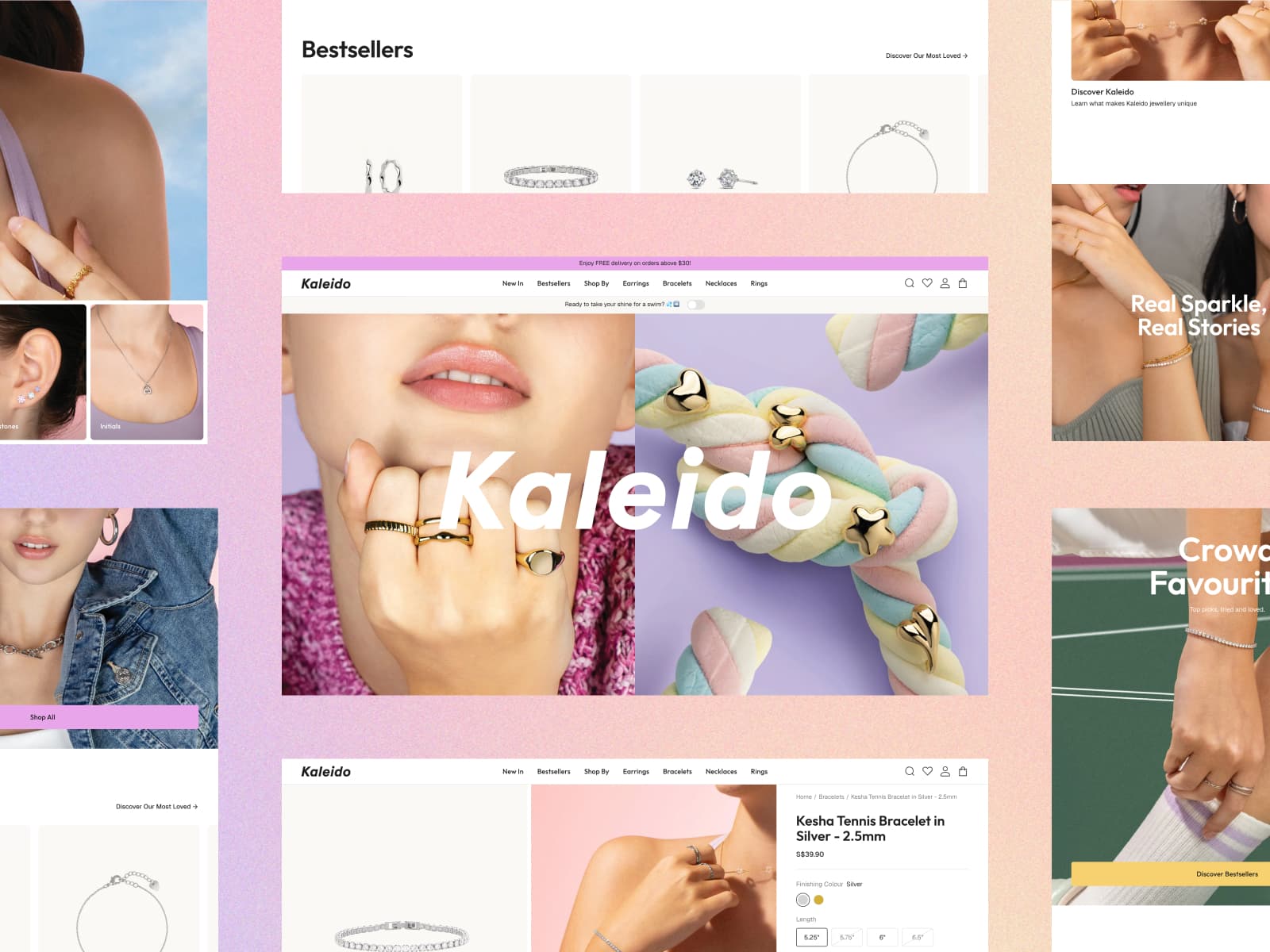Kaleido Jewellery 웹사이트 데스크톱 화면 스크린샷 — 컬러풀 스타일