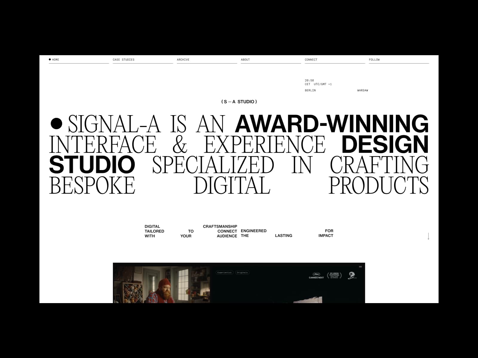 Signal-A Studio • Award–Winning Web Design & Product Design Studio 데스크톱 화면