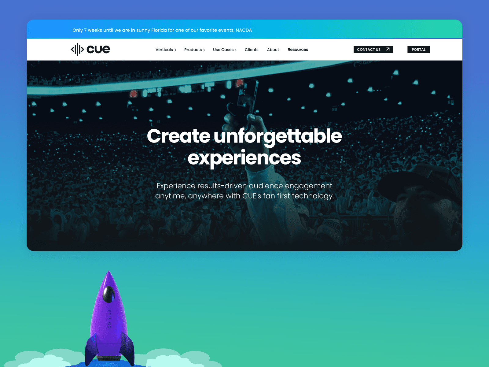 Cue - Creating Unforgettable Experiences 데스크톱 화면