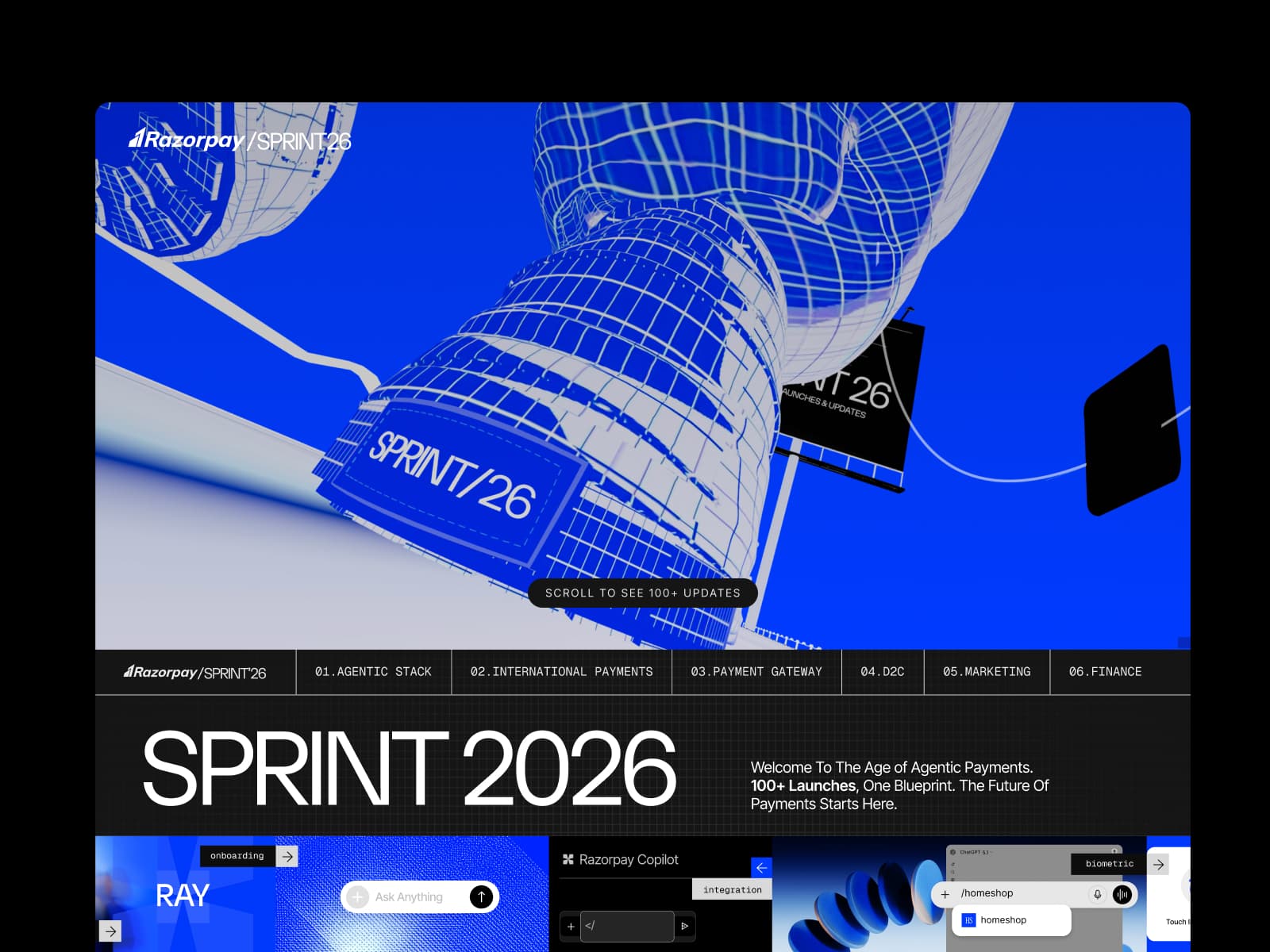 Razorpay Sprint 2026: The Age of AI-Native Payments 데스크톱 화면