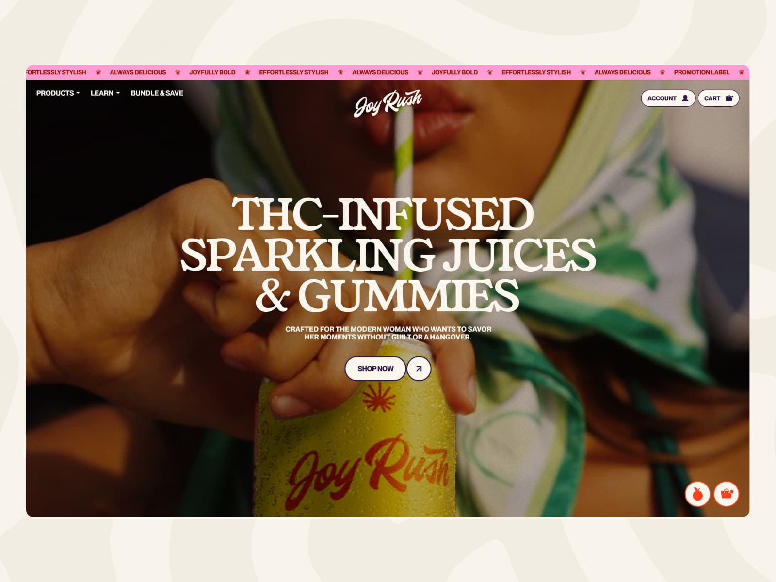 Joy Rush | THC-Infused Sparkling Juices & Gummies 데스크톱 화면
