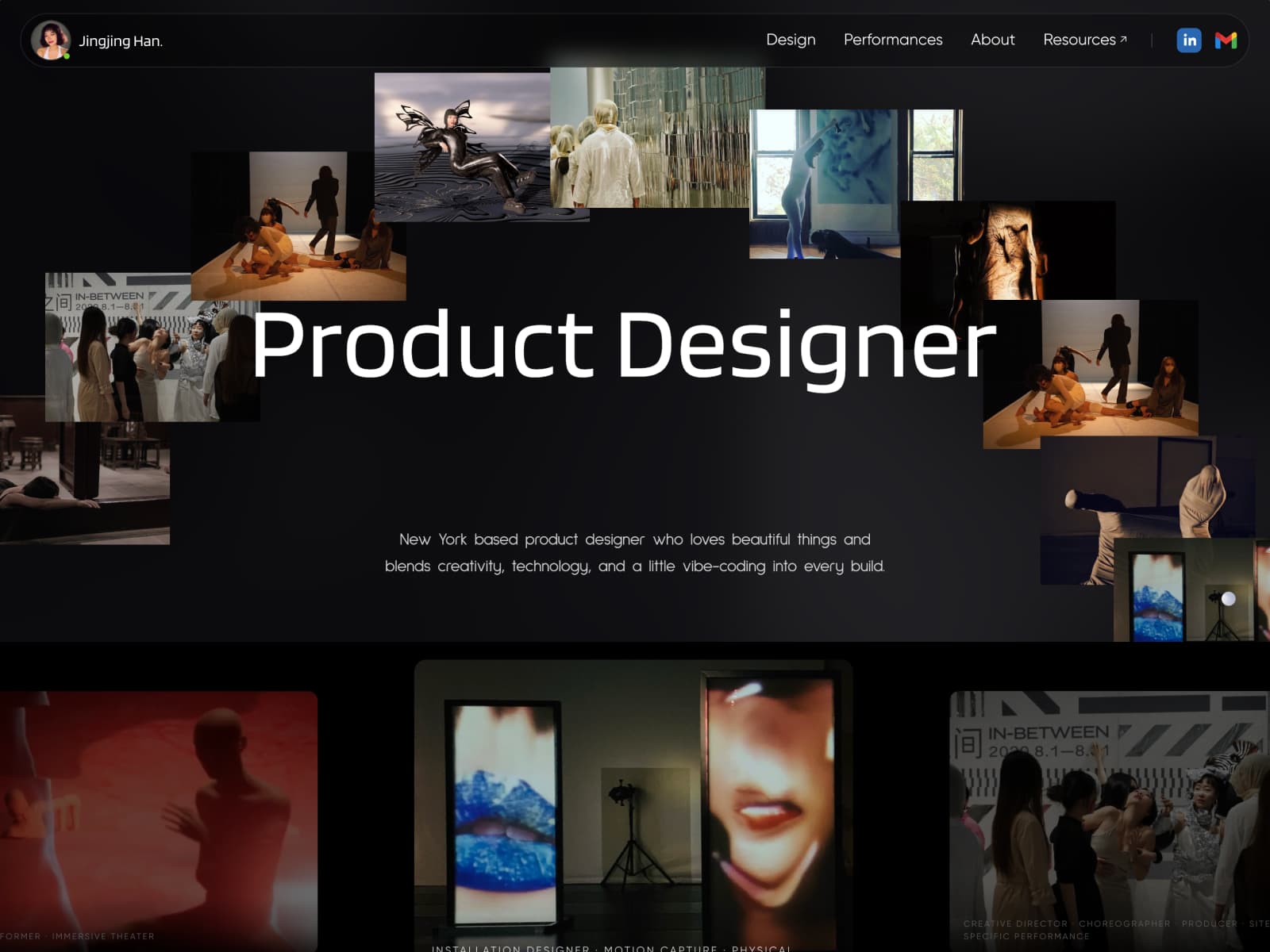 Jingjing's Portfolio 데스크톱 화면