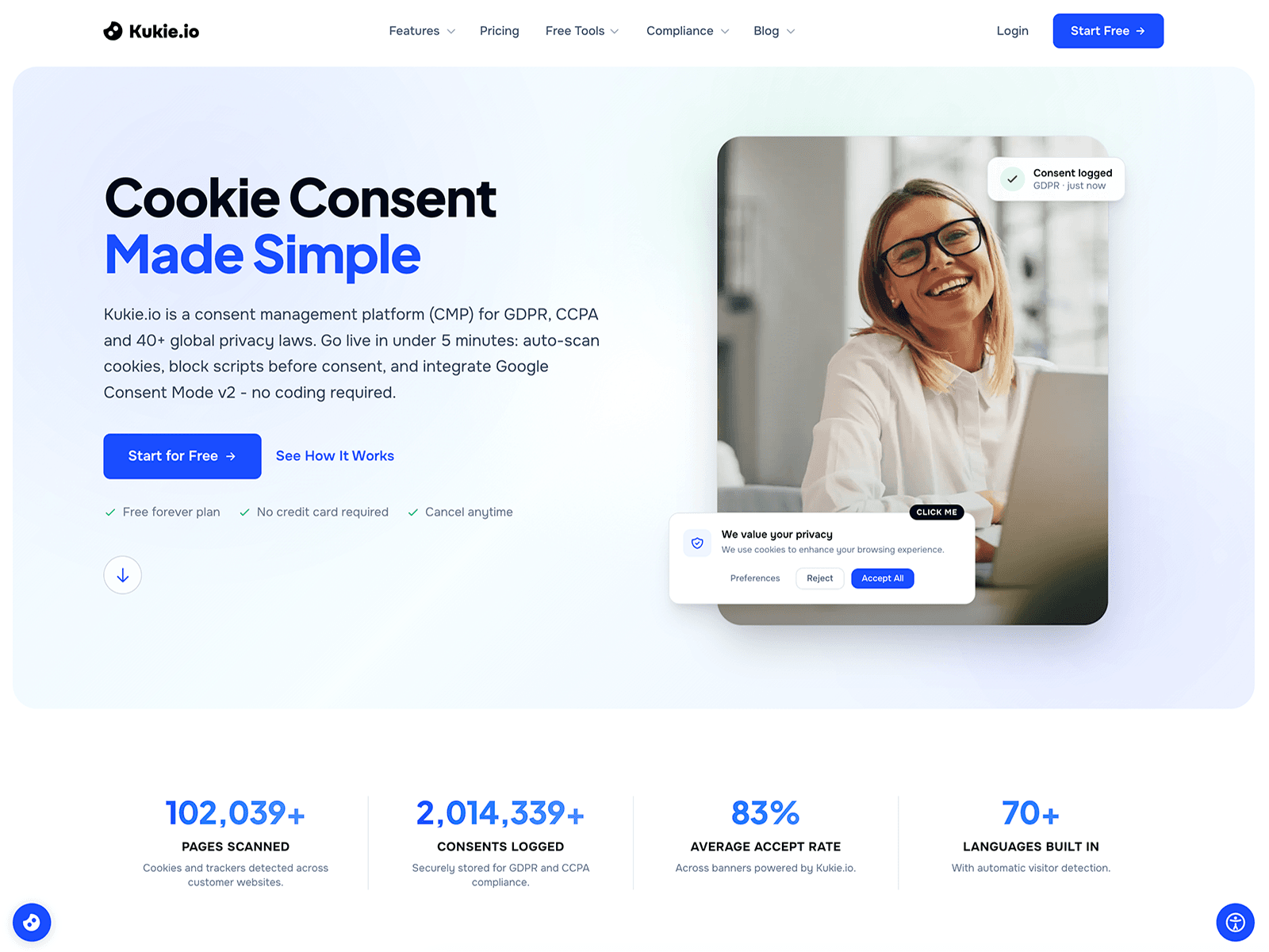 Cookie Consent Software - GDPR & CCPA Compliance 데스크톱 화면