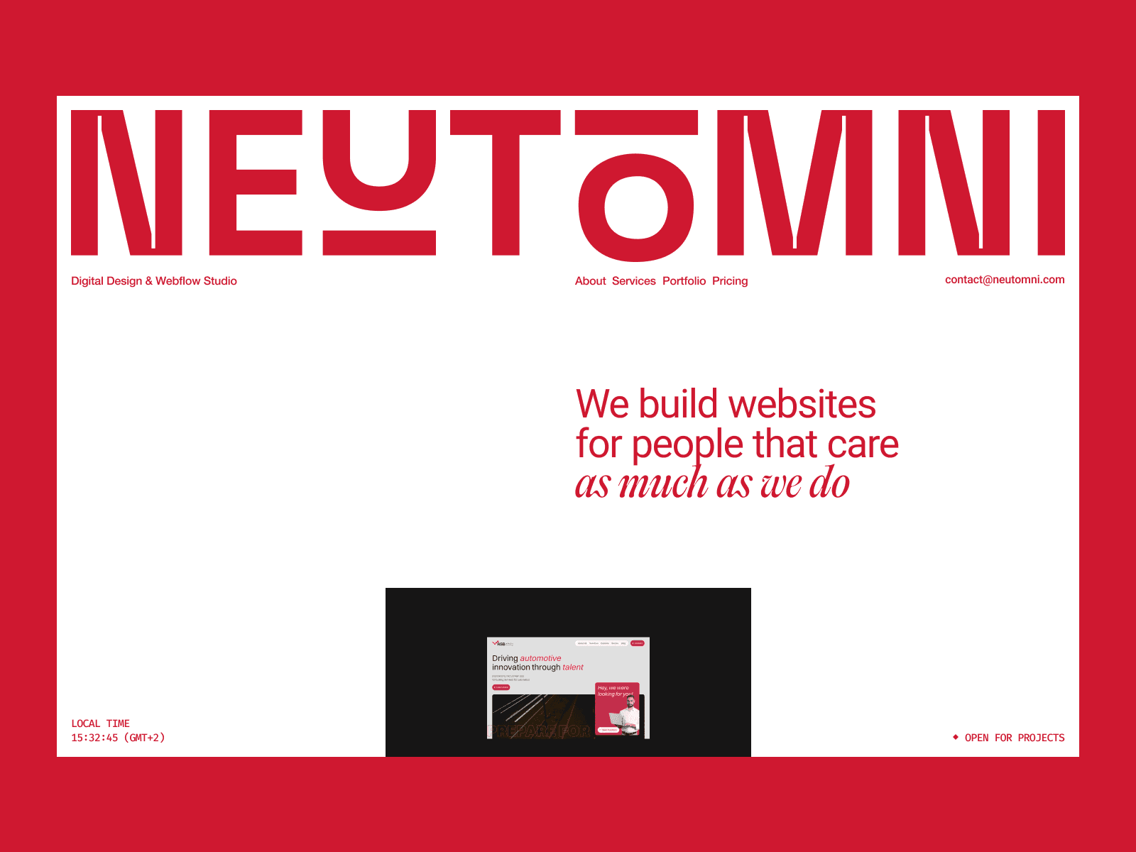 Digital Design & Webflow Studio - Neutomni 데스크톱 화면