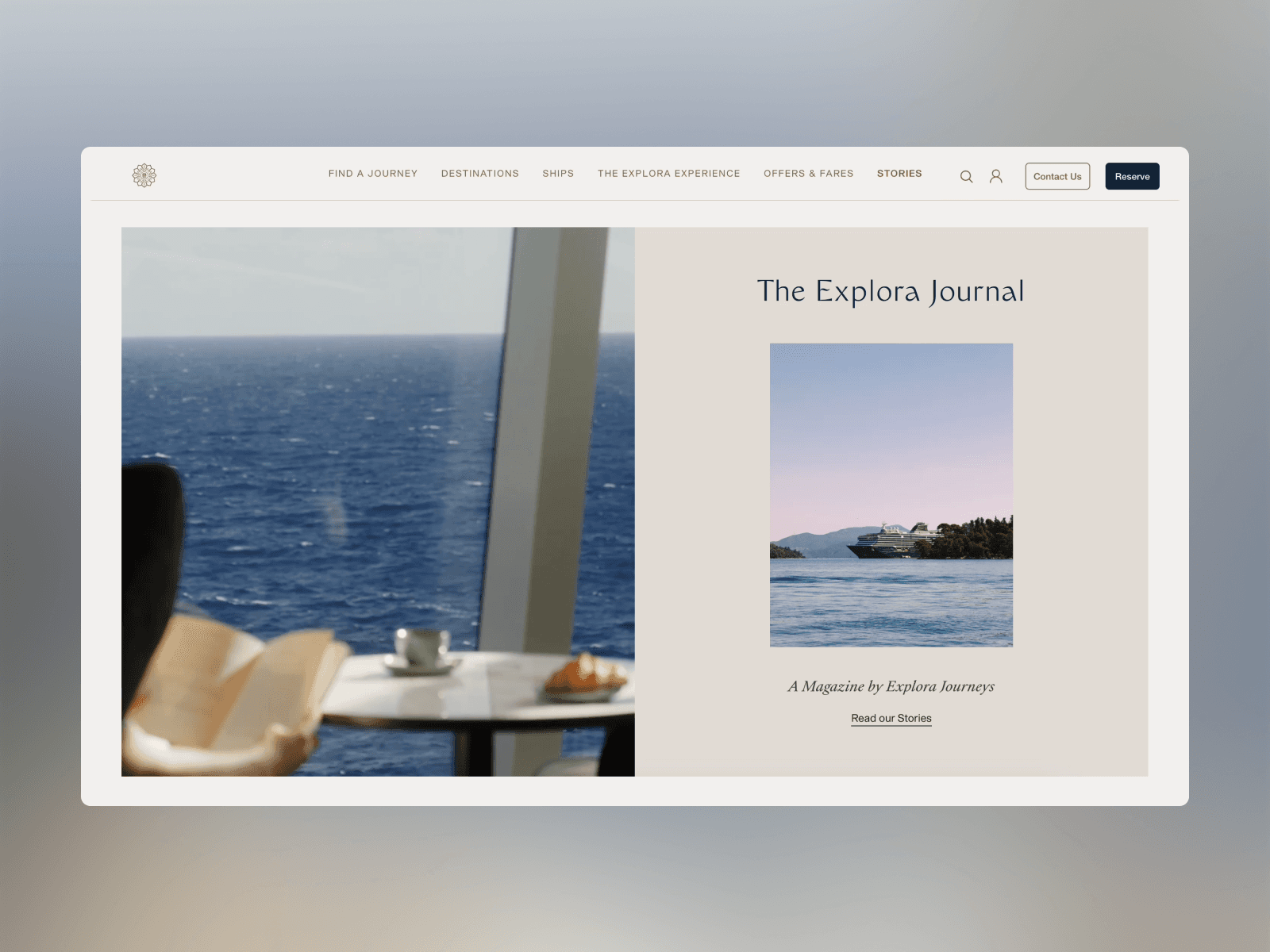 The Explora Journal 웹사이트 데스크톱 화면 스크린샷 — 3D 스타일