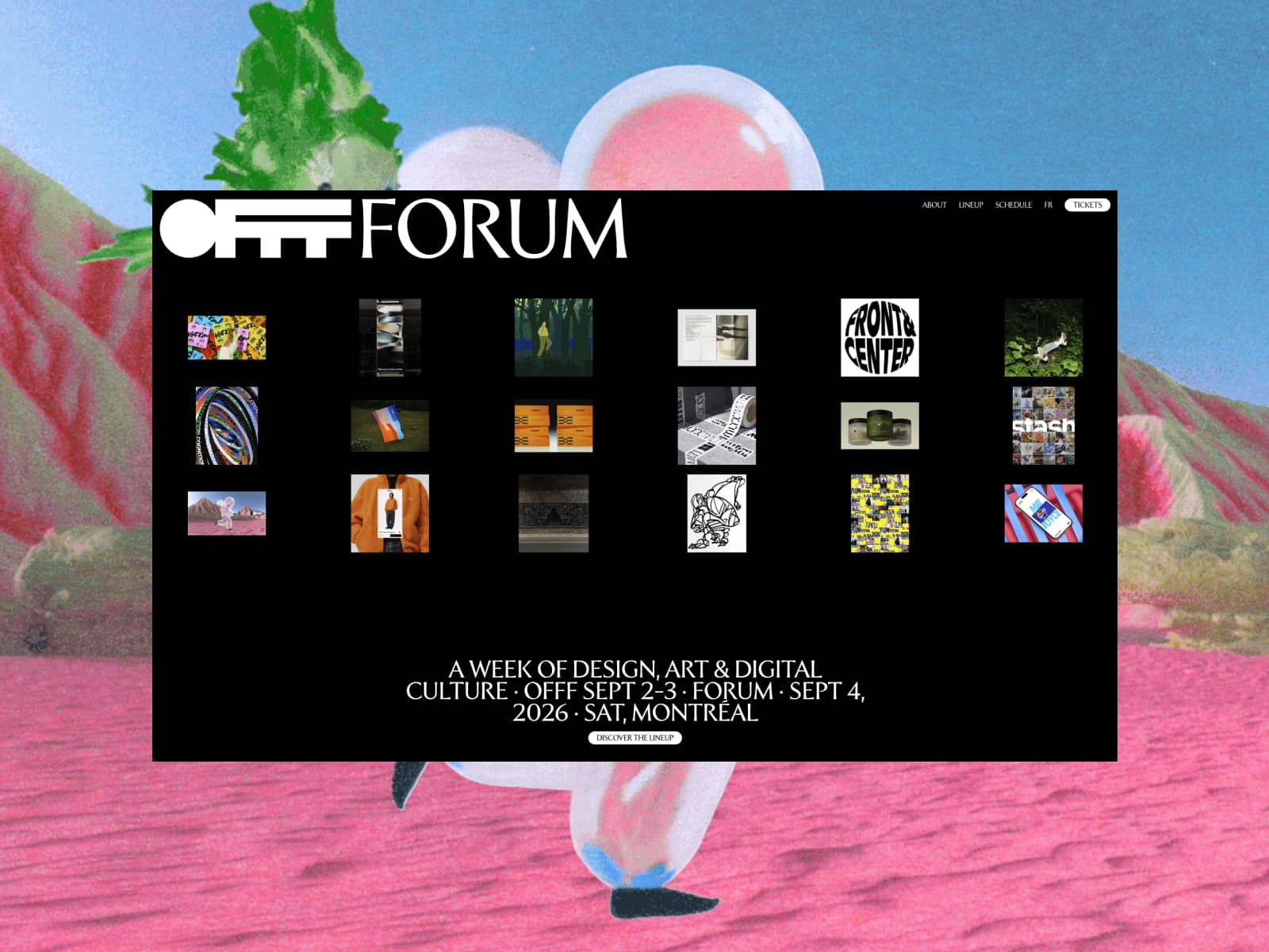A WEEK OF DESIGN, ART & DIGITAL CULTURE · OFFF SEPT 2–3 · FORUM · SEPT 4, 2026 · SAT, MONTRÉAL 데스크톱 화면